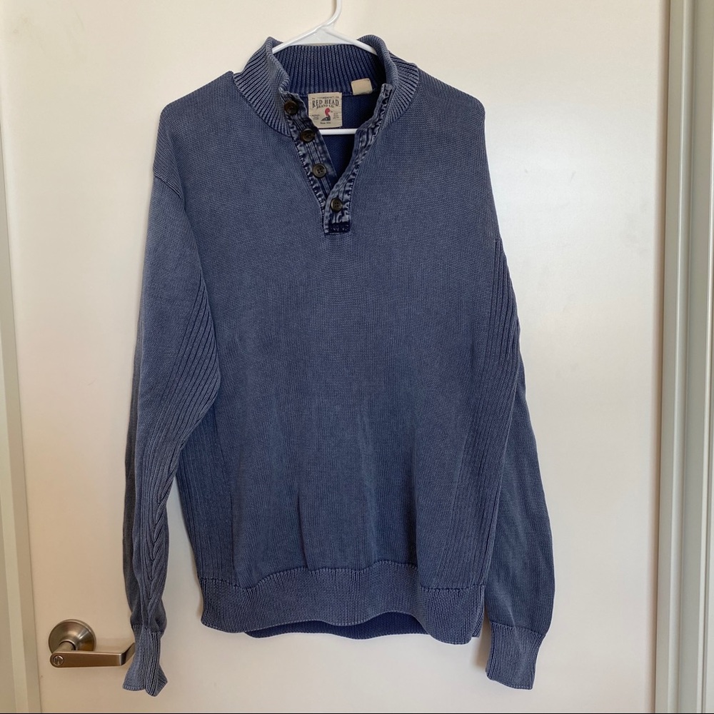 Red Head Quarter Button Navy Pull Over Sweater - image 1